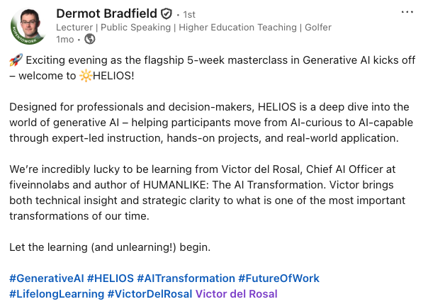 Dermot Bradfield testimonial